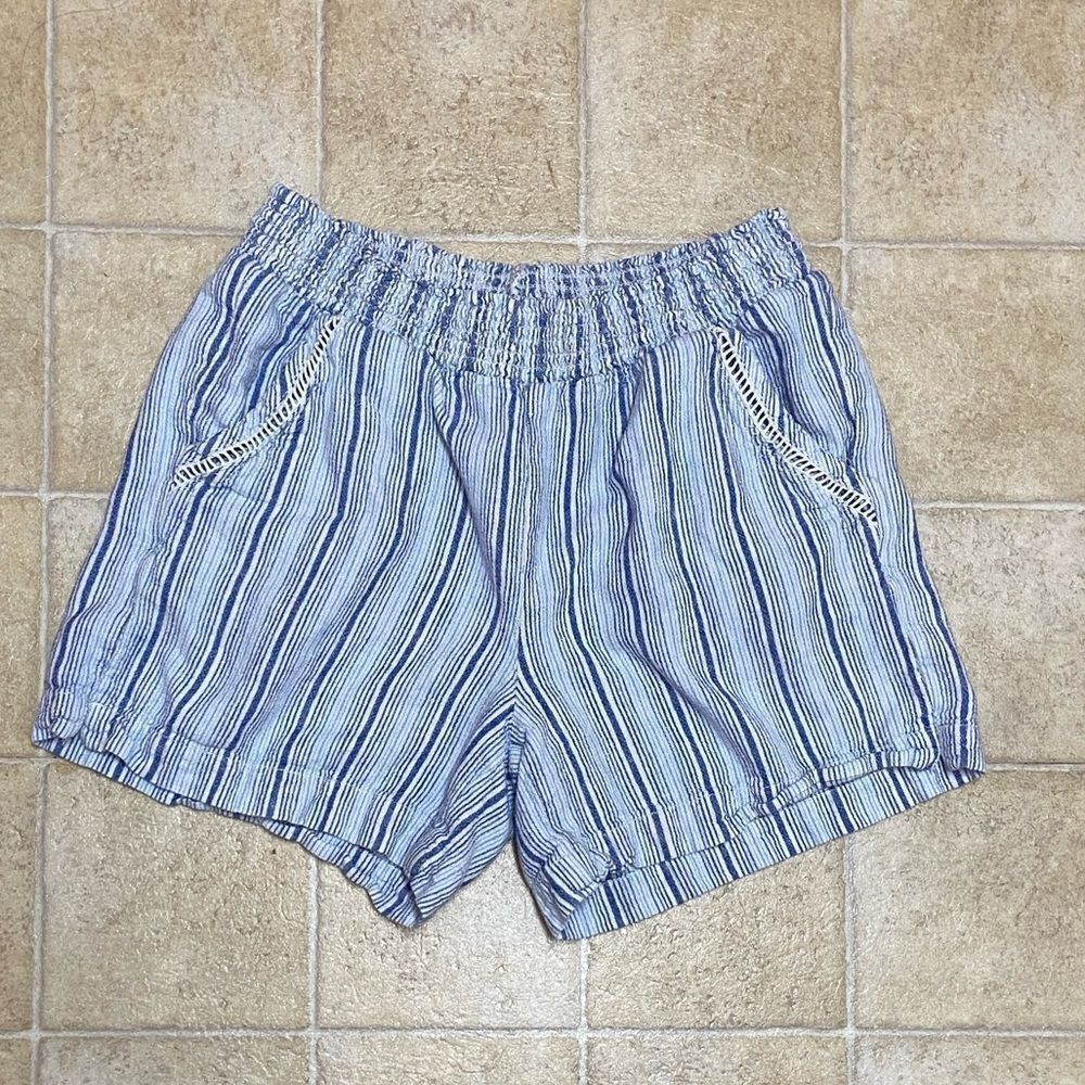 Briggs New York Blue Striped High Waist Shorts Size M